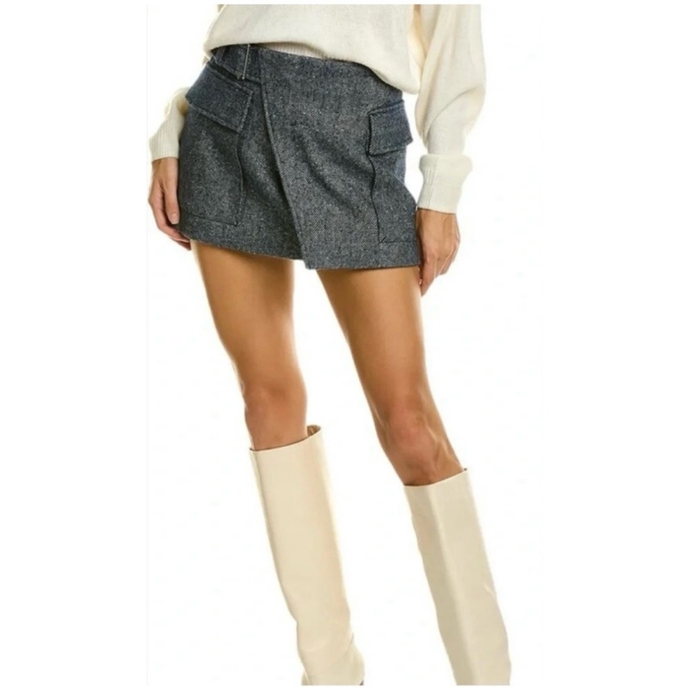 A.L.C Conan Wrap Wool Navy Blue Buckled Tailored Tweed Mini Skirt